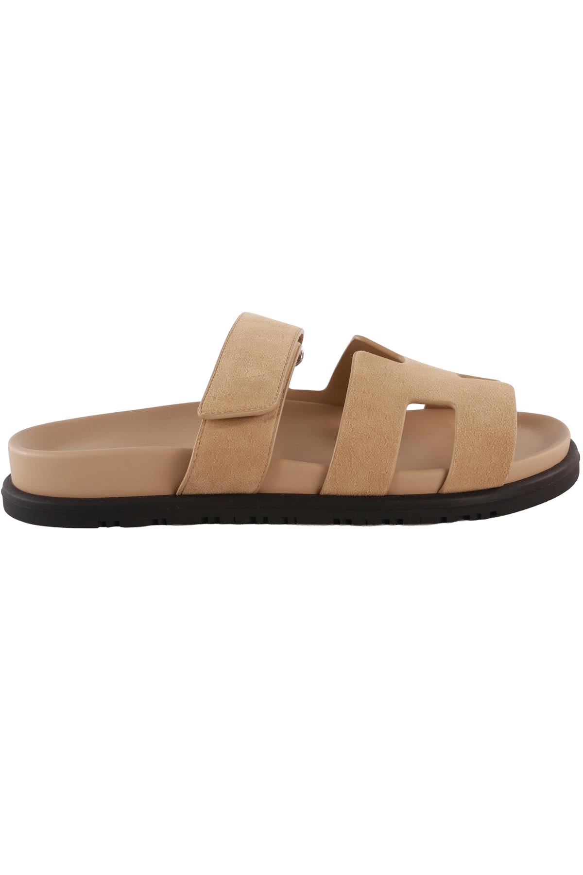 HERMÈS BEIGE CHYPRE SUEDE SANDALS EU 37 UK 4 US 7