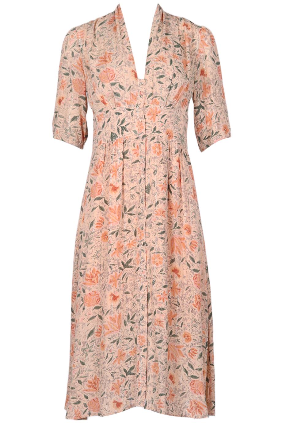 BA&SH FLORAL PRINT CREPE MIDI DRESS UK 12
