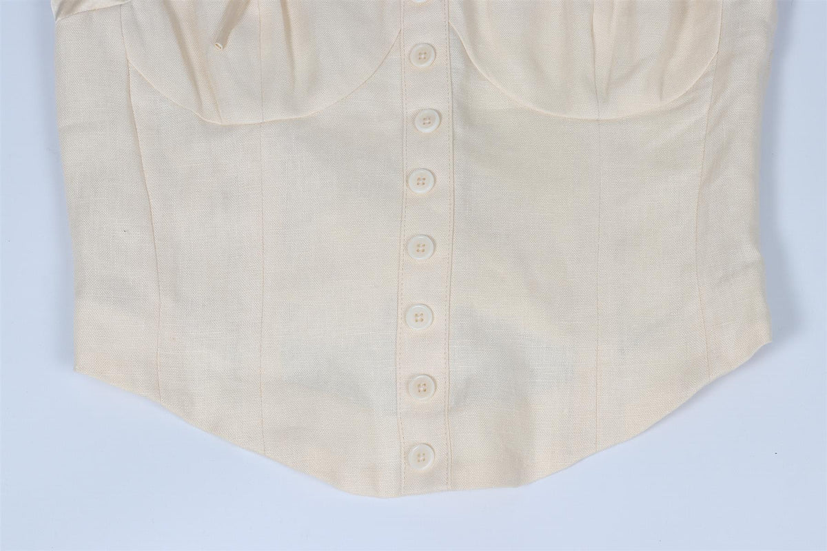 REFORMATION CREAM LINEN TOP US 2 UK 6