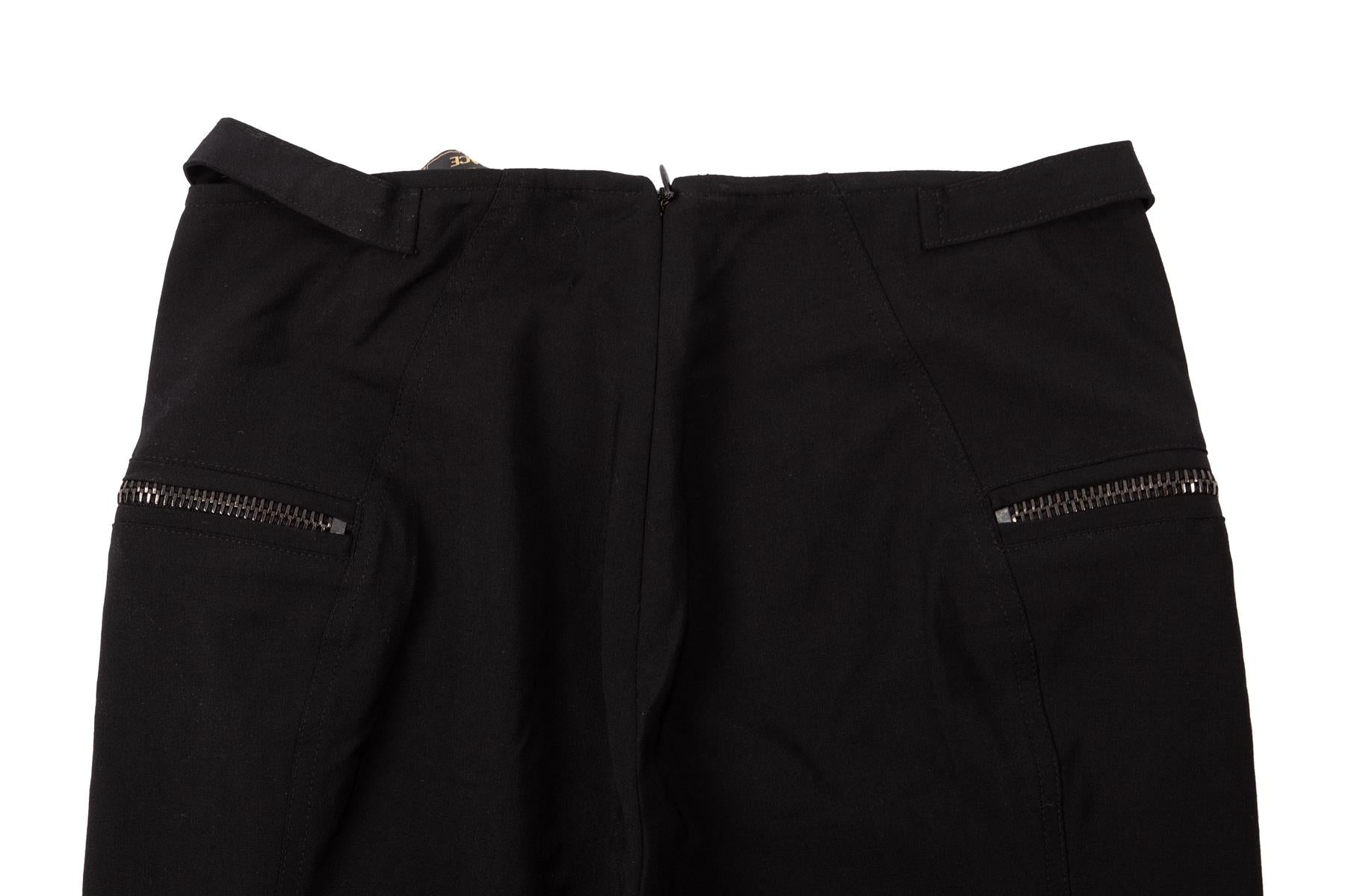 VERSACE BLACK VINTAGE COTTON STRAIGHT LEG PANTS IT 38 UK 6