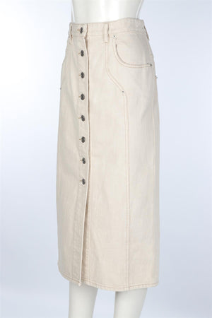 ISABEL MARANT BEIGE DENIM MIDI SKIRT FR 42 UK 14