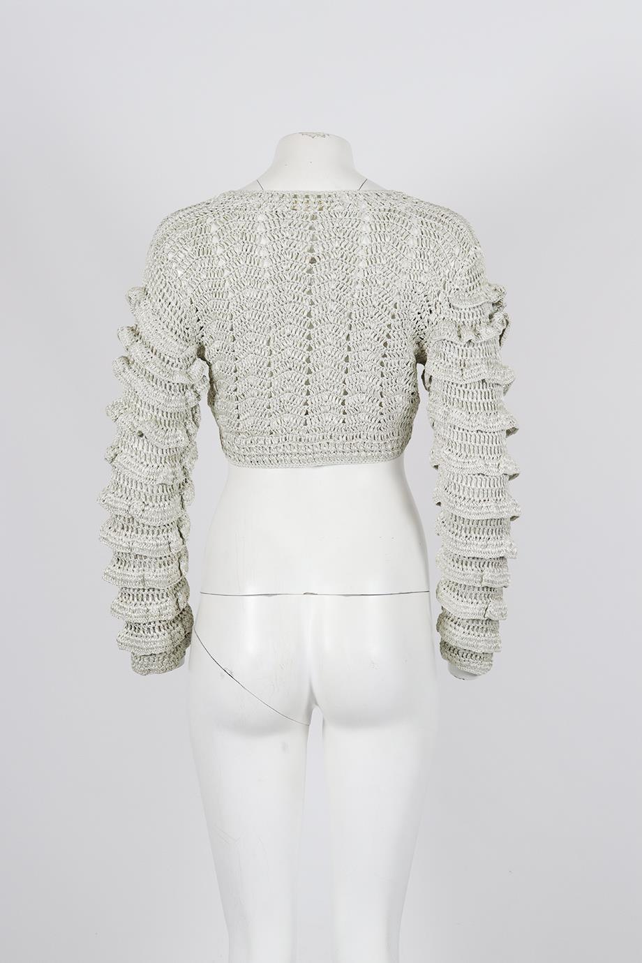 LOVESHACKFANCY CROPPED CROCHET KNIT CARDIGAN MEDIUM
