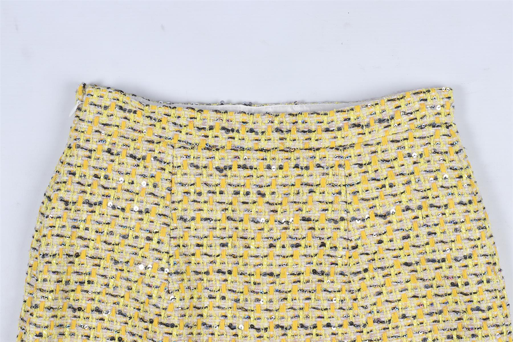 ALESSANDRA RICH YELLOW TWEED MINI SKIRT IT 38 UK 6