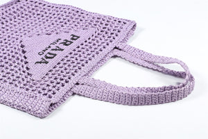 PRADA PURPLE RAFFIA TOTE BAG
