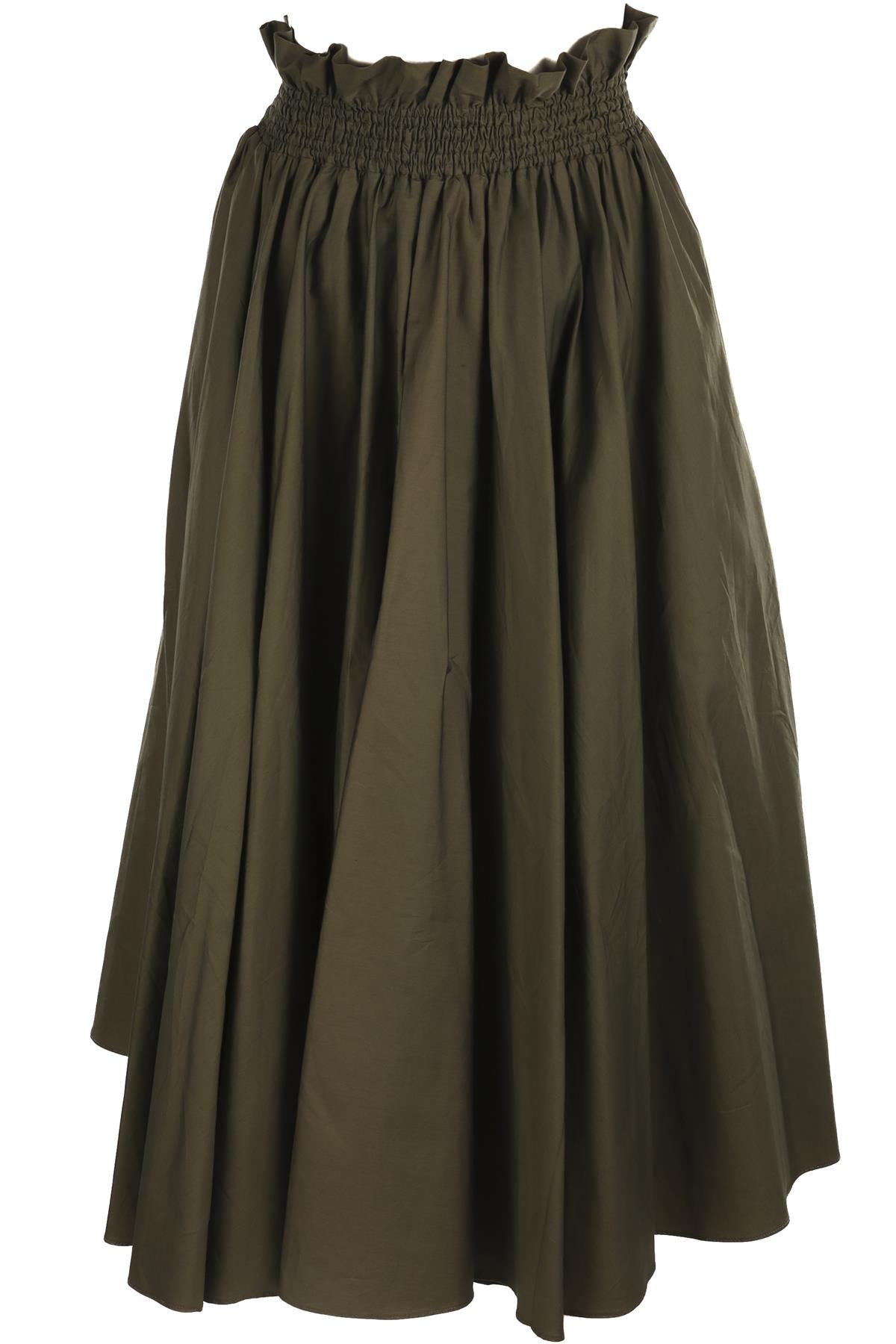 OLISTIC THE LABEL GREEN COTTON MIDI SKIRT SMALL