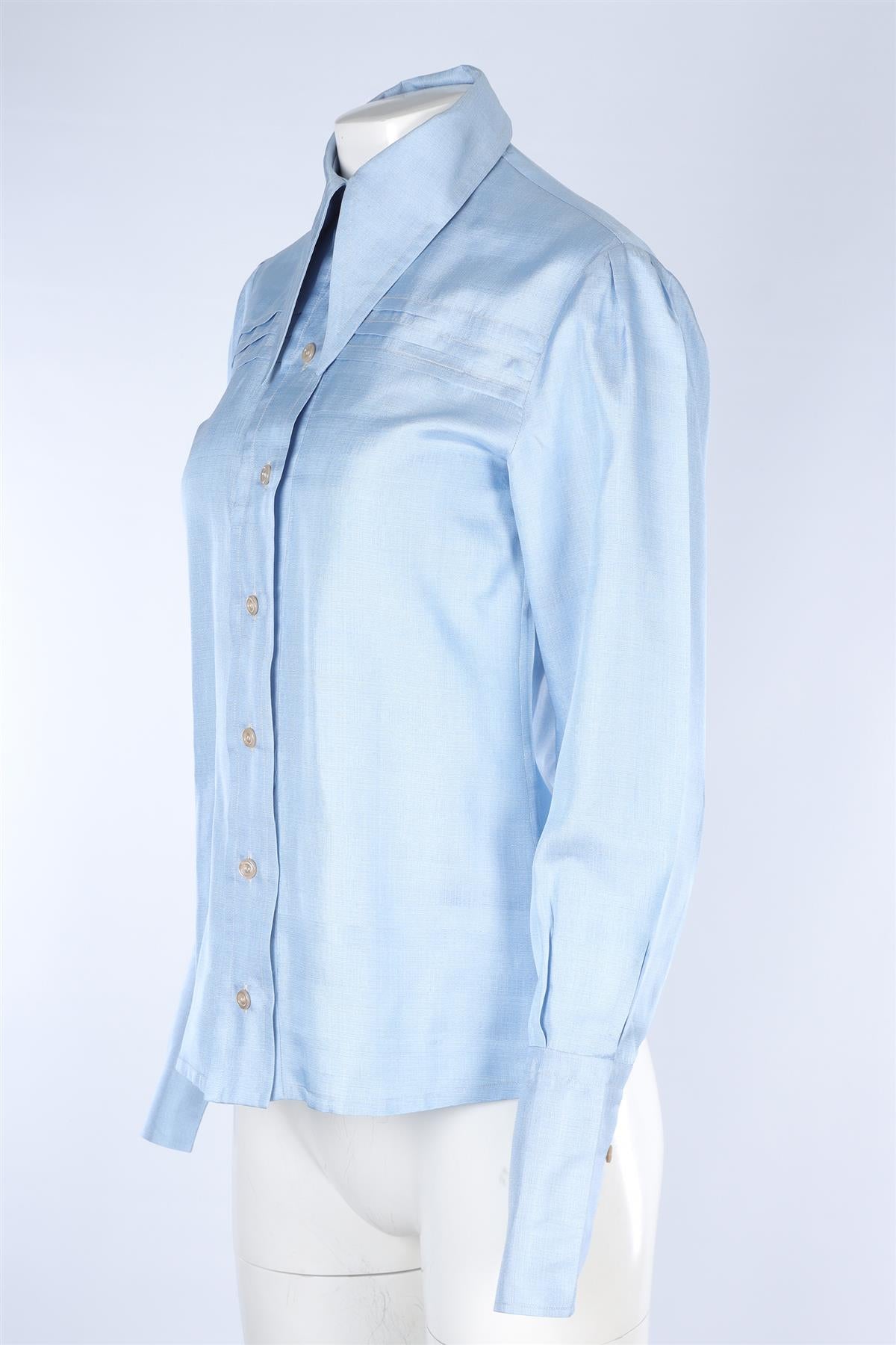 GUCCI BLUE SILK SHIRT IT 38 UK 6