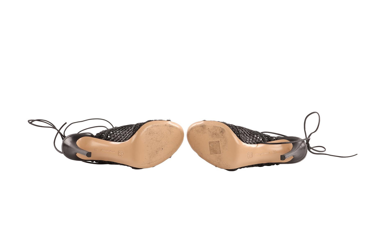 GIANVITO ROSSI BLACK LEATHER SANDALS EU 38.5 UK 5.5