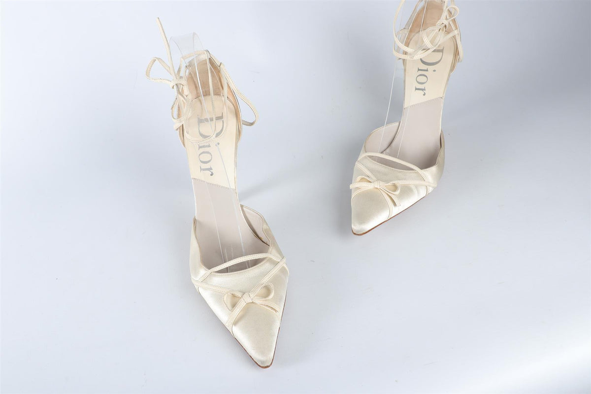 CHRISTIAN DIOR IVORY VINTAGE SATIN PUMPS EU 36.5 UK 3.5 US 6.5