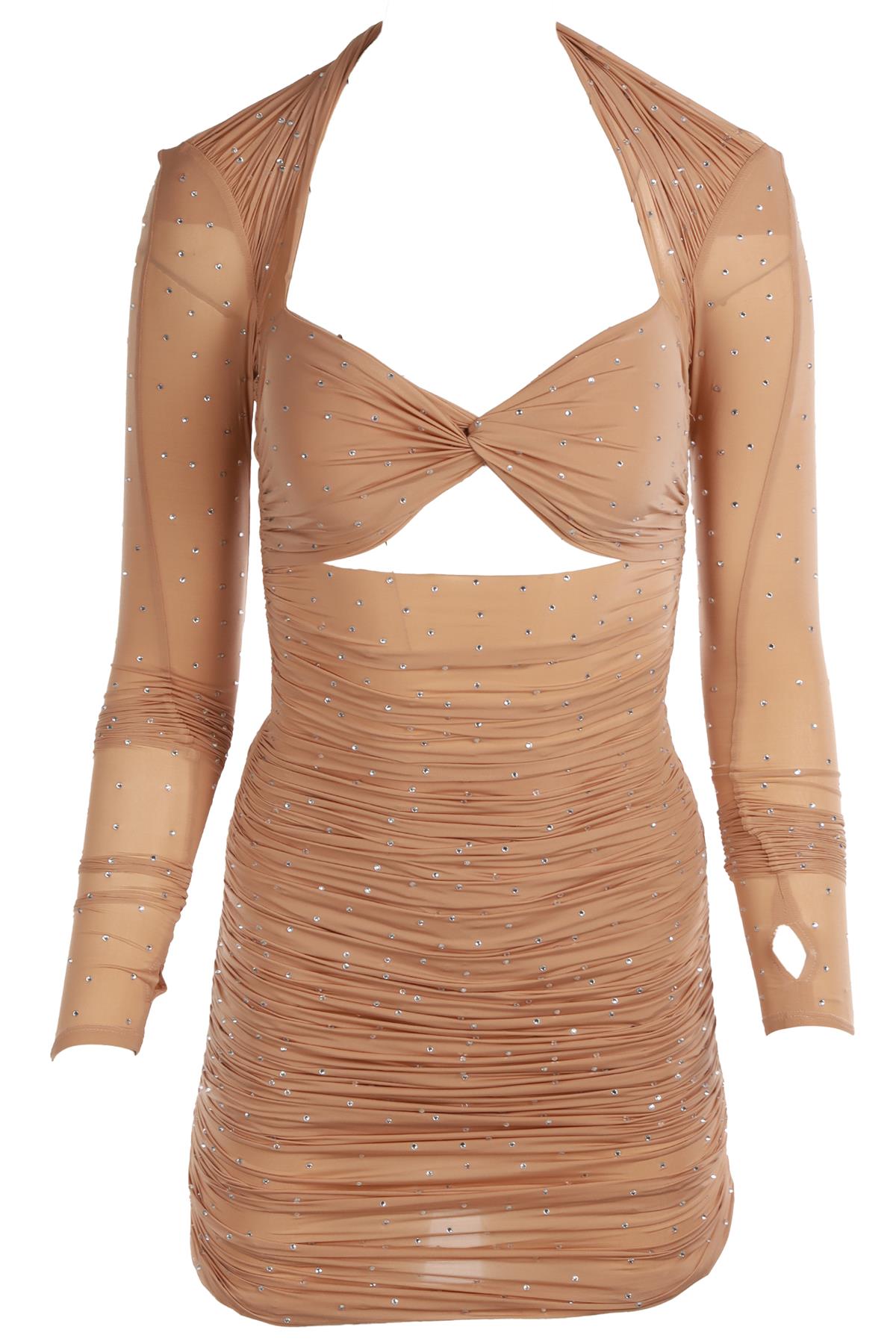 ALEX PERRY BEIGE JERSEY MINI DRESS AU 8 UK 8
