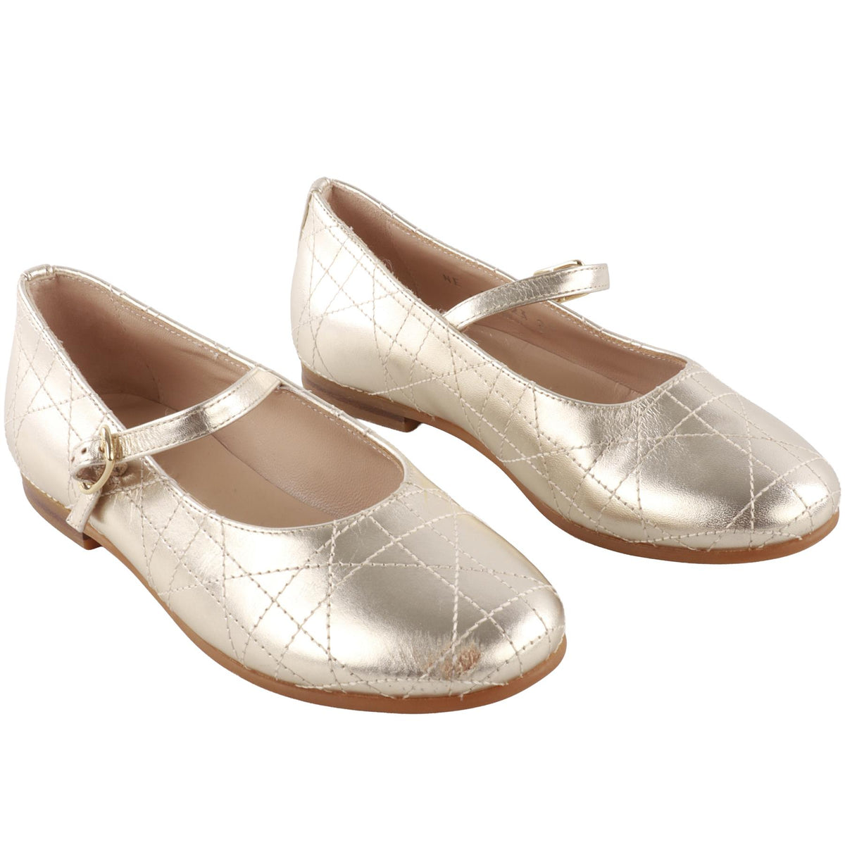 CHRISTIAN DIOR GOLD KIDS GIRLS BALLET FLATS EU 29 UK 11 US 12