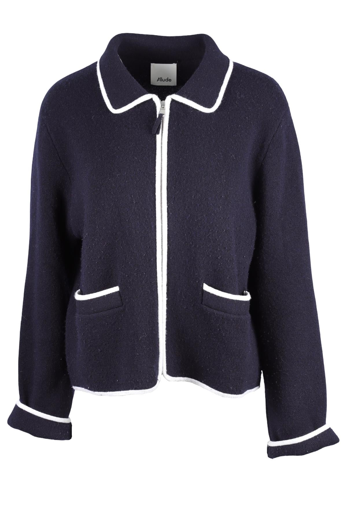 Allude Navy Cashmere Cardigan LARGE