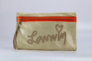 LANVIN LOGO DETAILED LEATHER CLUTCH