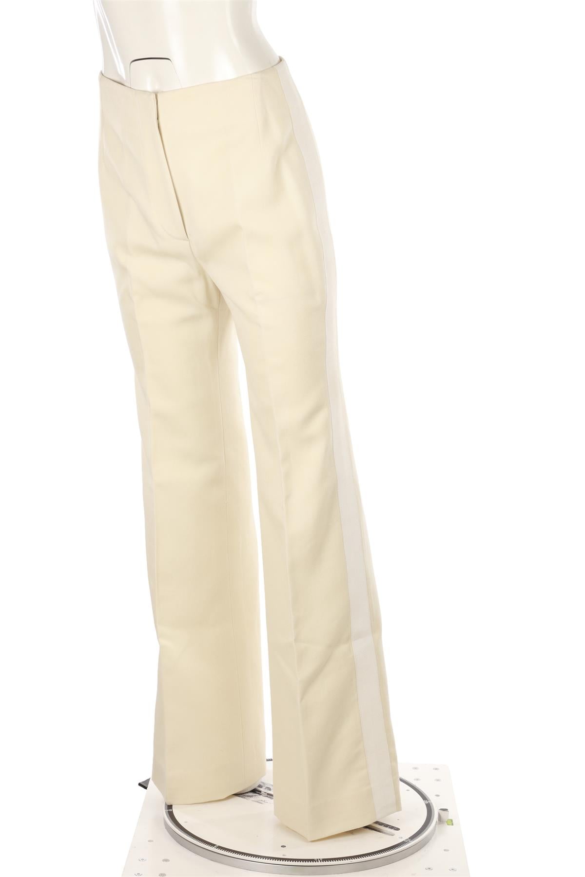 CREAM WOOL WIDE LEG PANTS
