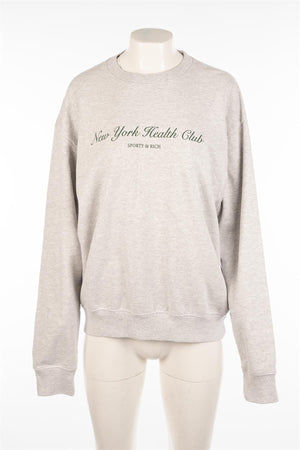 SPORTY & RICH GREY COTTON SWEATSHIRT MEDIUM