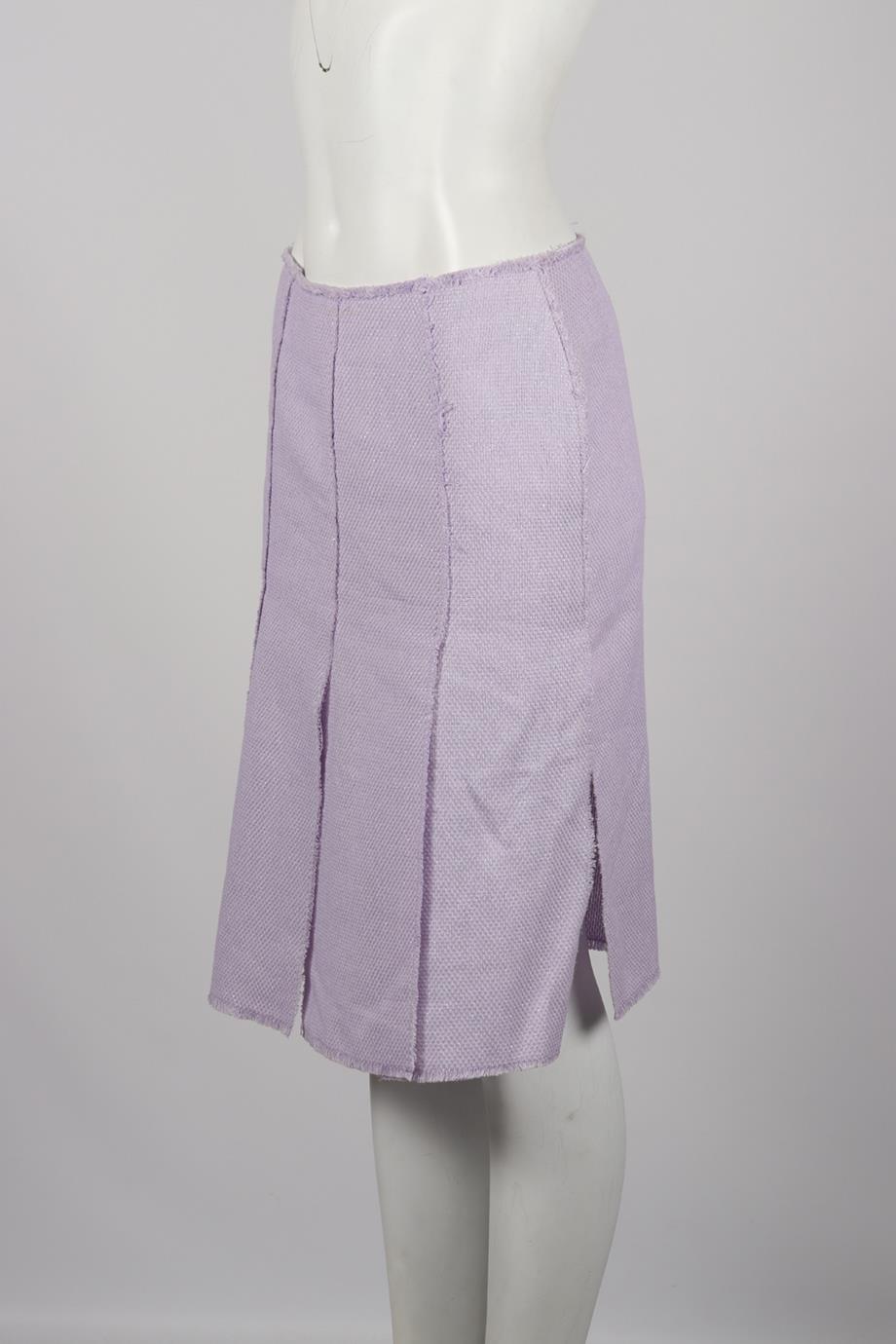 BALMAIN METALLIC COTTON BLEND TWEED SKIRT FR 42 UK 14