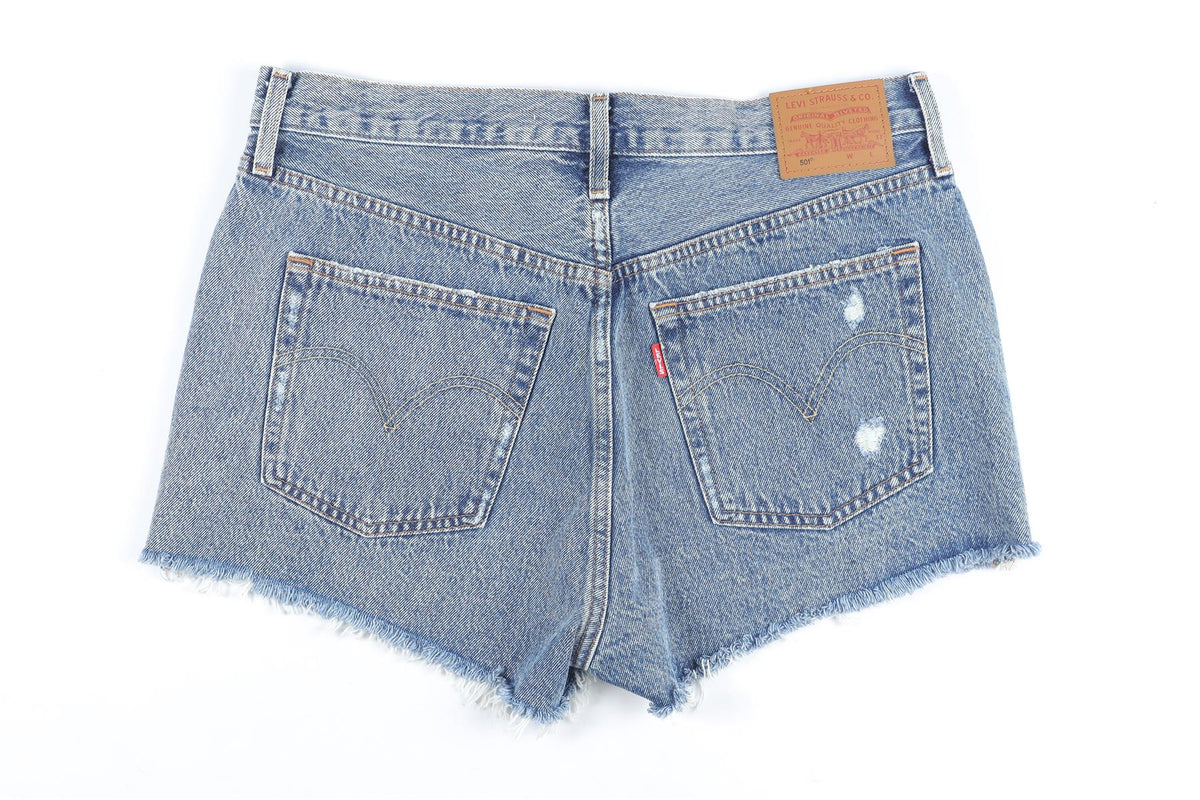 LEVI'S BLUE HIGH RISE DENIM SHORTS W30 UK 12