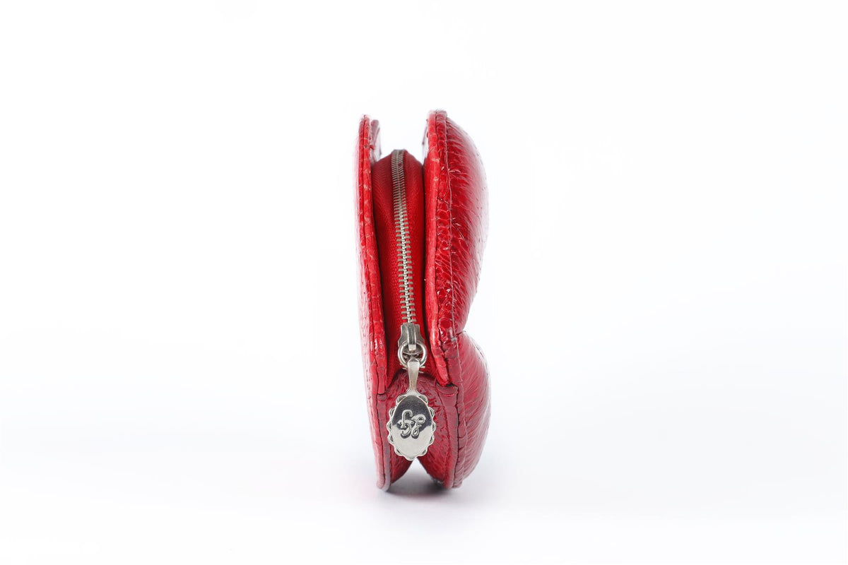 LULU GUINNESS RED LIPS SNAKESKIN CLUTCH