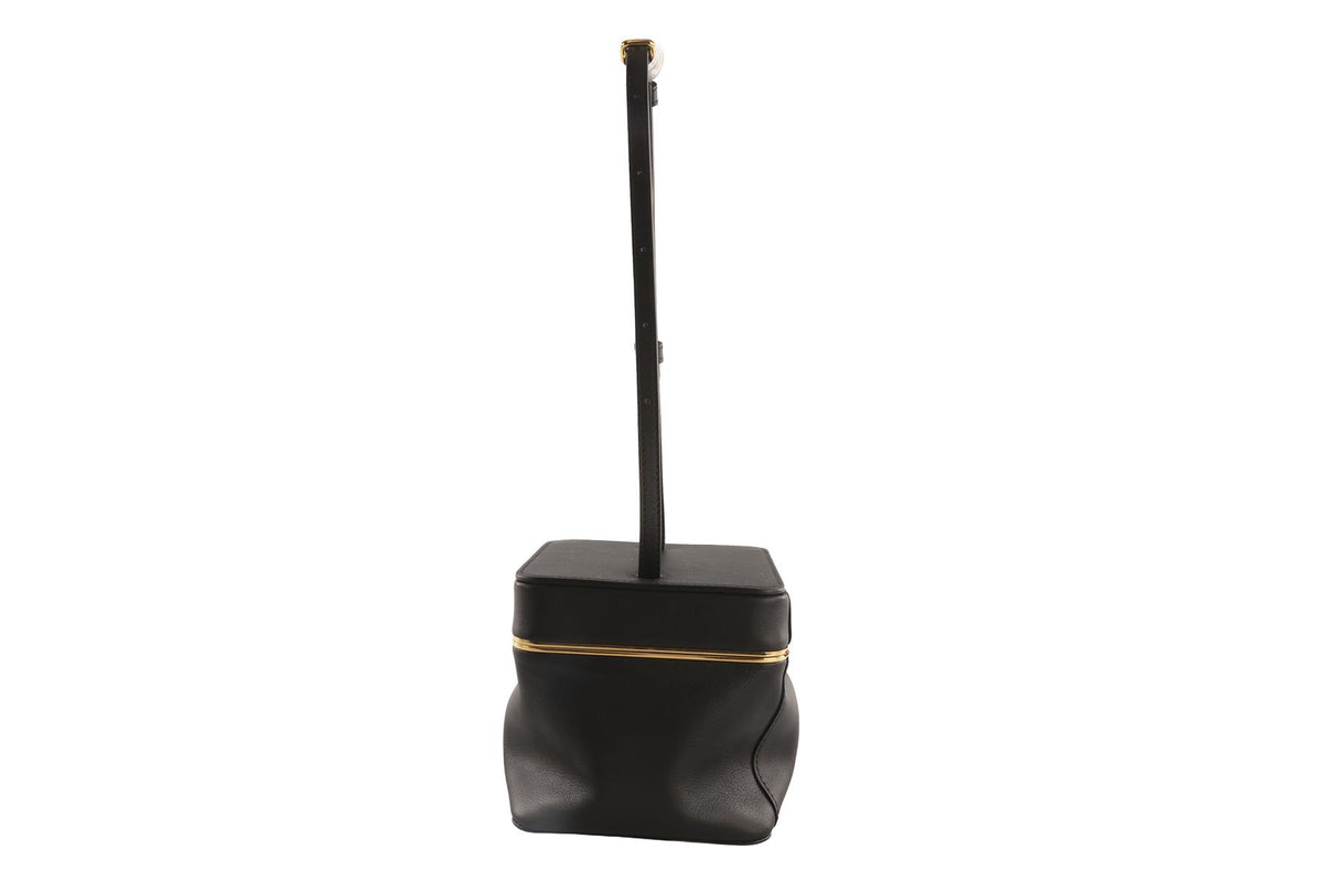 CELINE BLACK CUBE LEATHER TOTE BAG