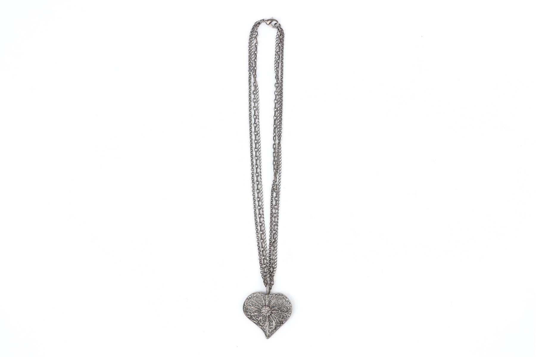 CHANEL GREY 2015 CC CHAIN NECKLACE