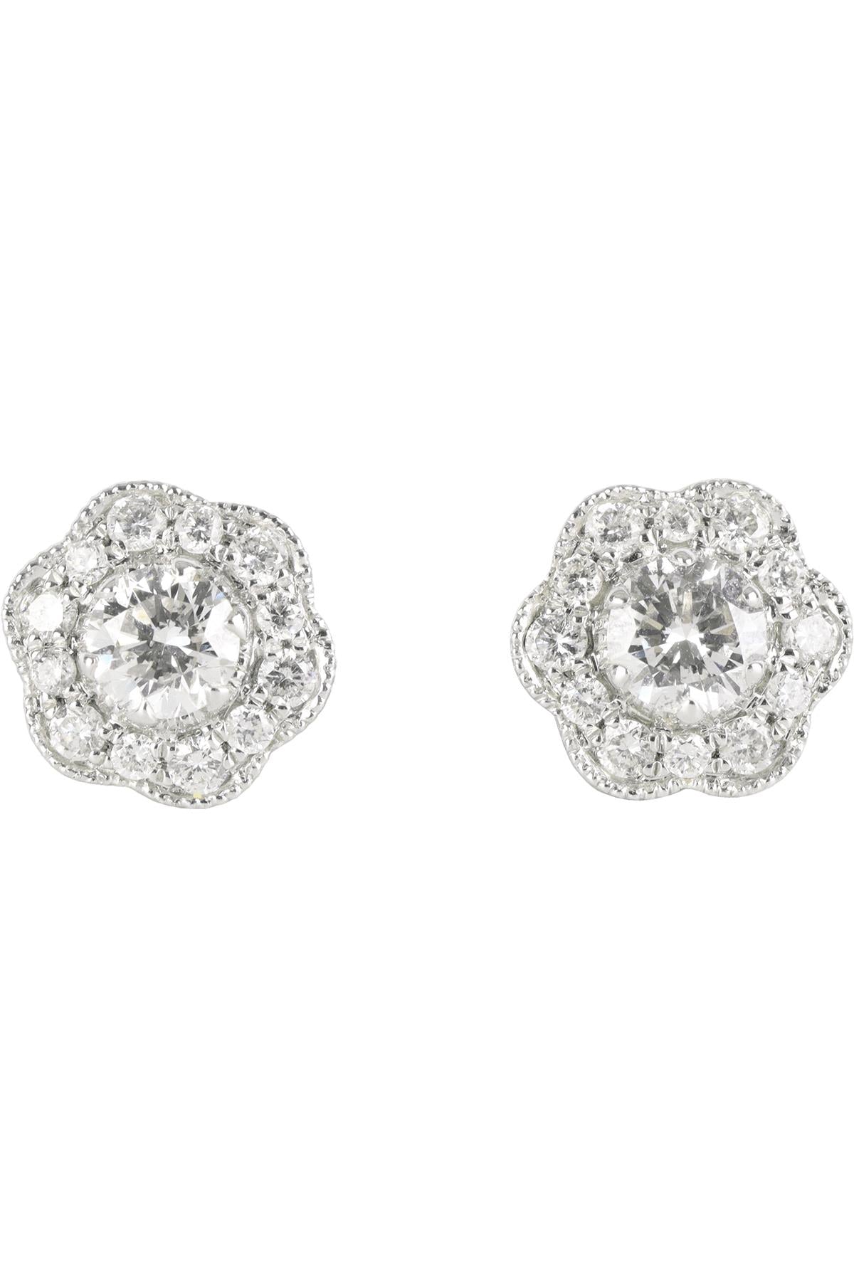 MARCHESA 18K WHITE GOLD AND DIAMOND STUD EARRINGS