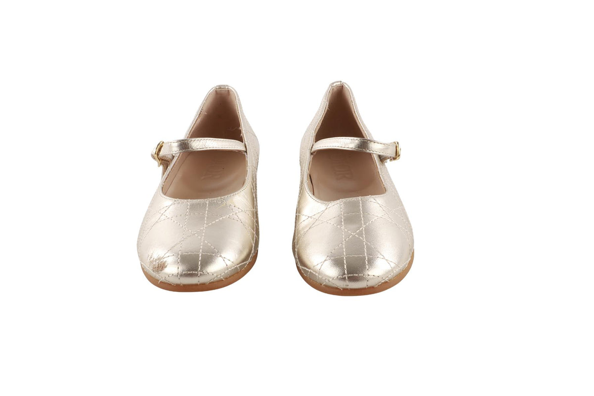 CHRISTIAN DIOR GOLD KIDS GIRLS BALLET FLATS EU 29 UK 11 US 12