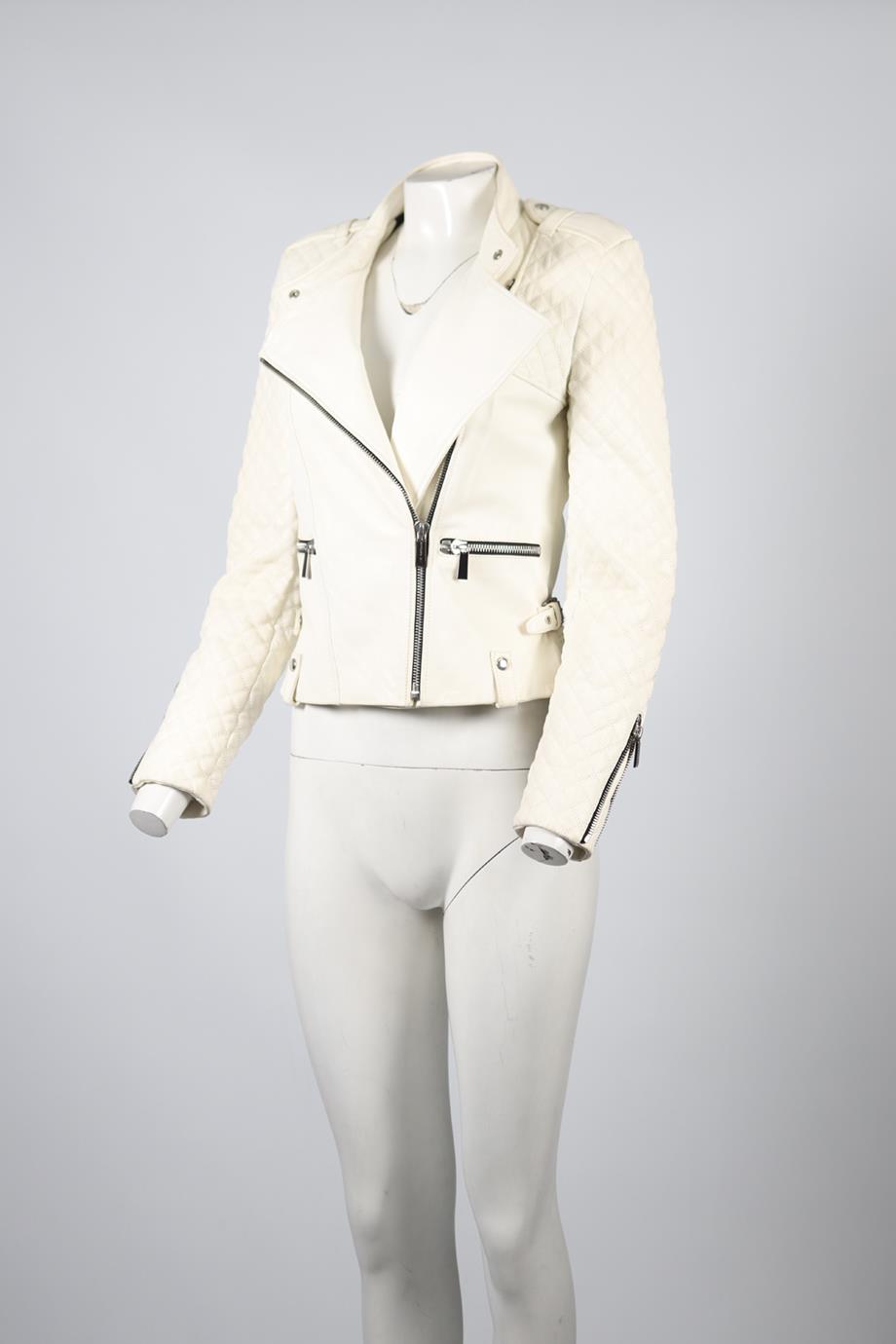 BARBARA BUI LEATHER BIKER JACKET FR 40 UK 12