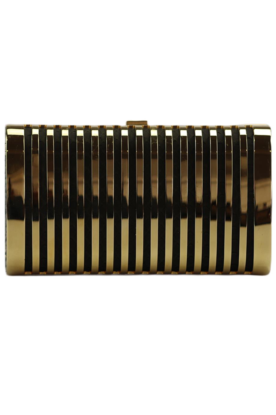 STARK PYTHON AND GOLD TONE CLUTCH