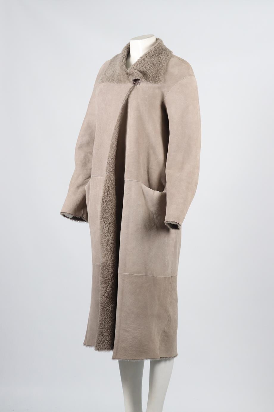 NOUR HAMMOUR REVERSIBLE SHEARLING AND SUEDE COAT FR 36 UK 8
