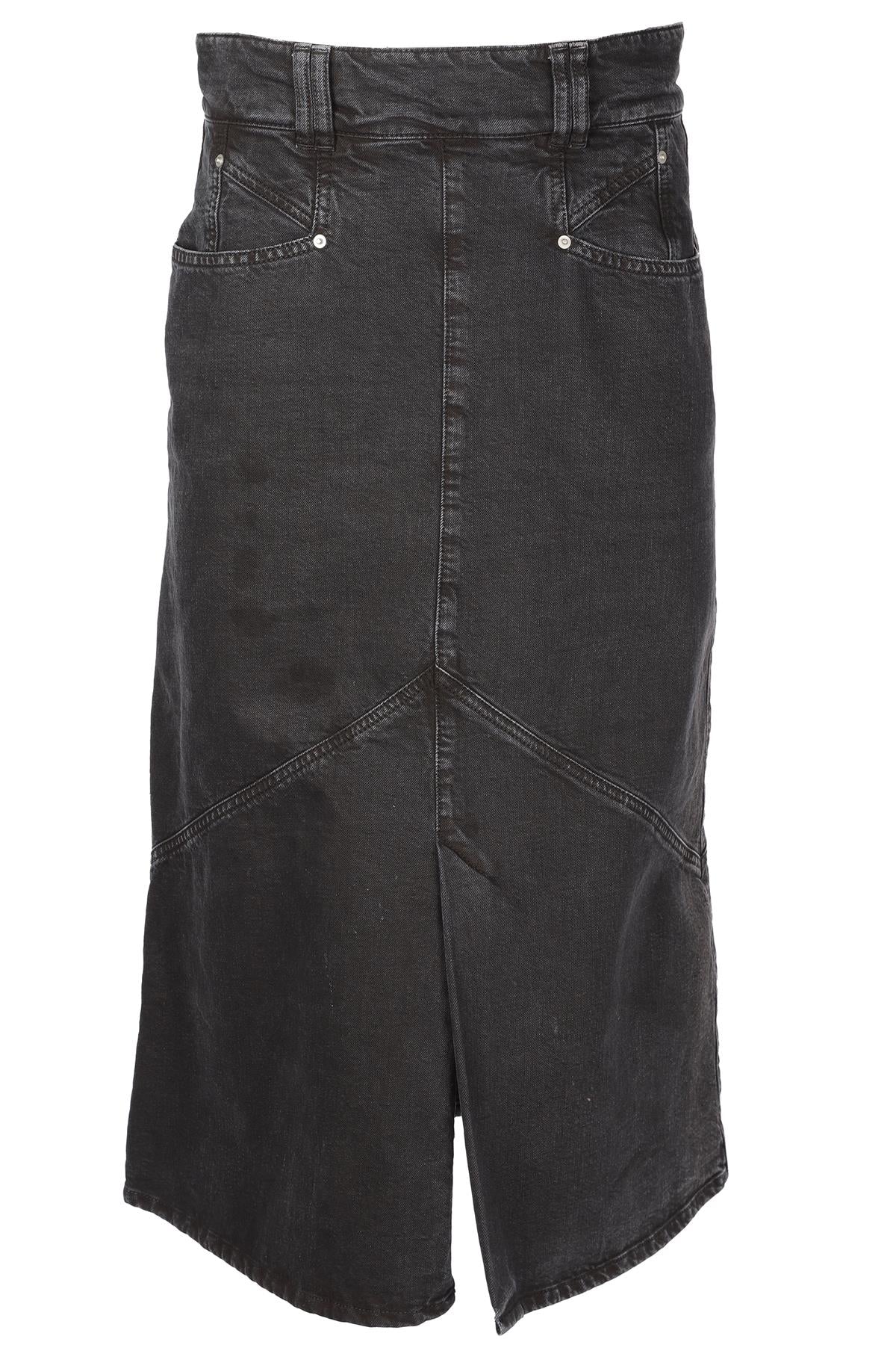 ISABEL MARANT BLACK DENIM MIDI SKIRT FR 40 UK 12