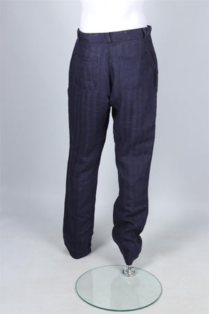 OLIVER SPENCER NAVY MEN'S LINEN STRAIGHT LEG PANTS UK/US WAIST 30