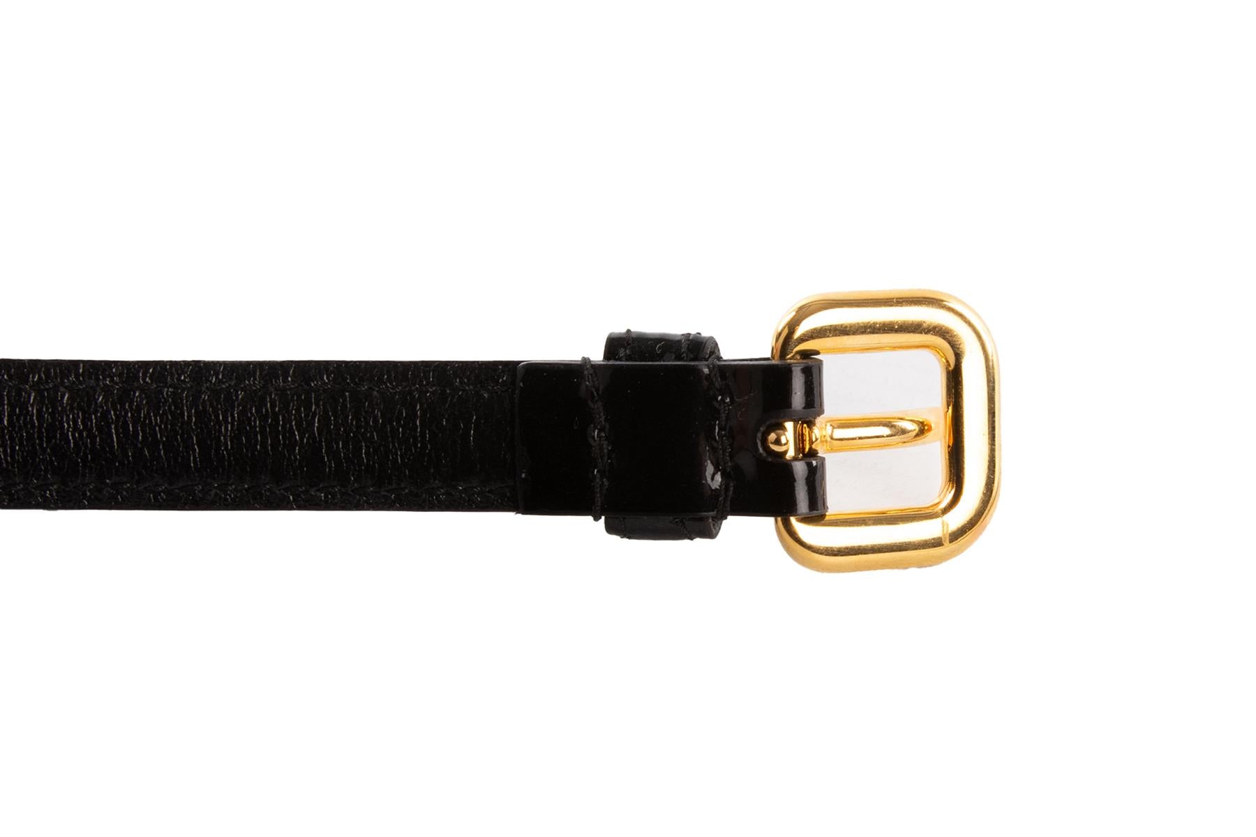 PRADA BLACK PATENT LEATHER WAIST BELT 80CM