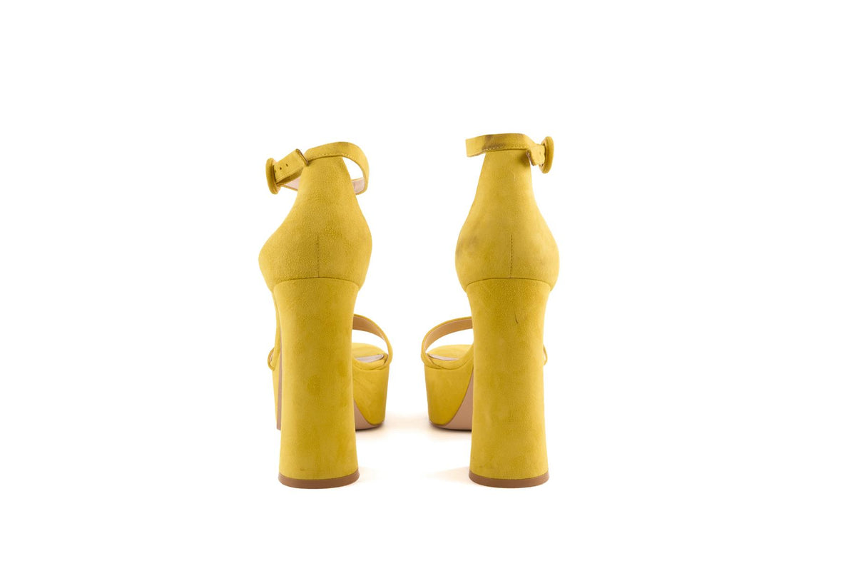 GIANVITO ROSSI YELLOW SUEDE PLATFORM SANDALS EU 39.5 UK 6.5 US 9.5