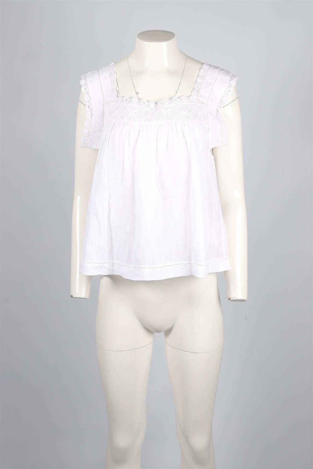DOEN WHITE RAMIE TOP LARGE