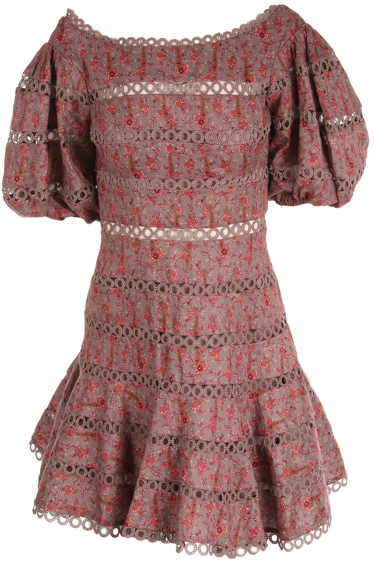 ZIMMERMANN PURPLE LINEN MINI DRESS 1 UK 10