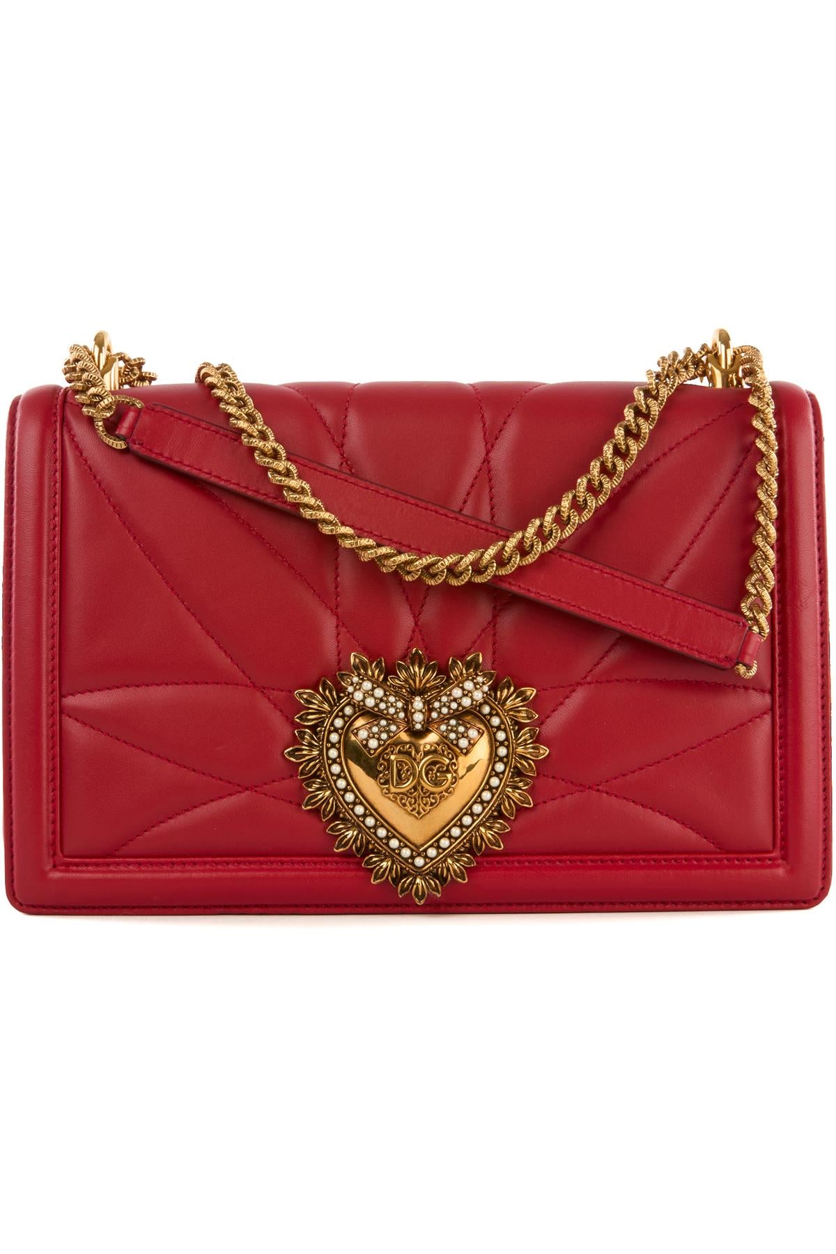 DOLCE & GABBANA RED DEVOTION LARGE LEATHER SHOULDER BAG