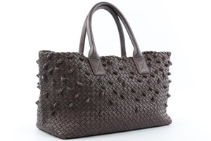 BOTTEGA VENETA BROWN CABAT MEDIUM INTRECCIATO LEATHER TOTE BAG