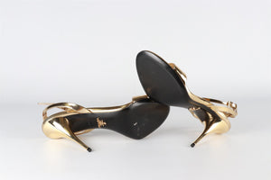 PRADA GOLD PATENT LEATHER SANDALS EU 38.5 UK 5.5 US 8.5