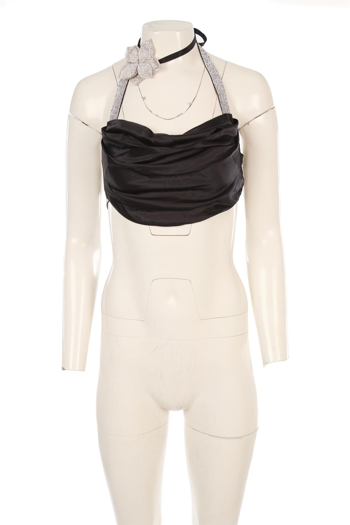 NUÉ STUDIO BLACK SATIN TOP XSMALL