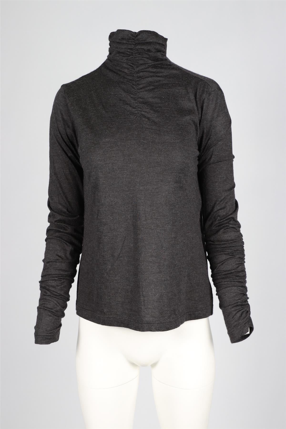 AKRIS GREY CASHMERE AND SILK BLEND TOP FR 42 UK 14