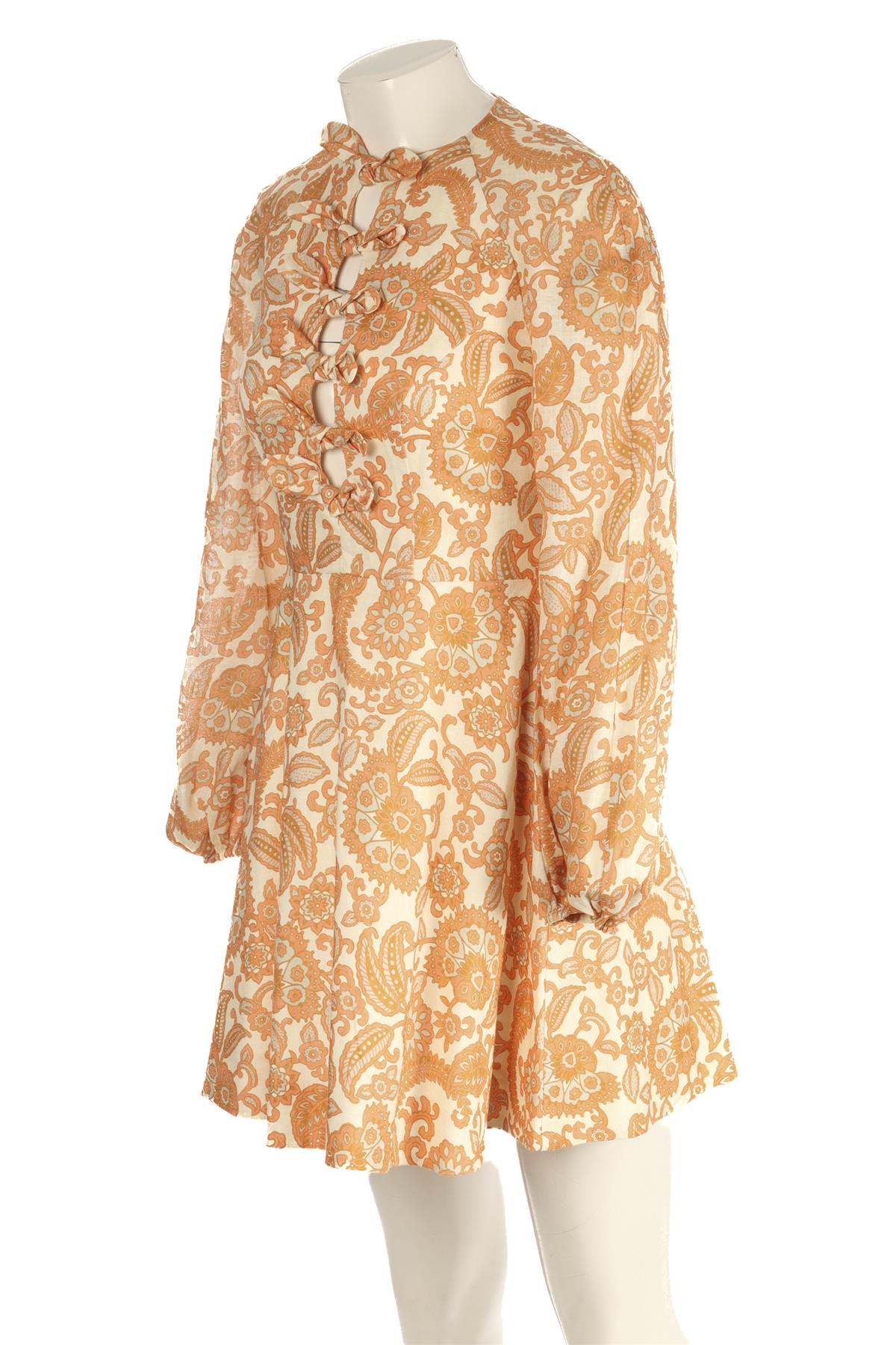 ZIMMERMANN ORANGE LINEN MINI DRESS UK 10