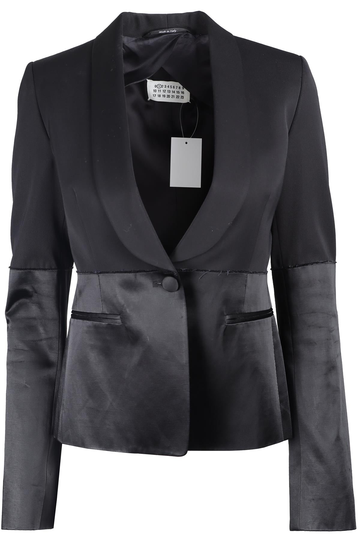 MAISON MARGIELA BLACK SATIN BLAZER IT 40 UK 8