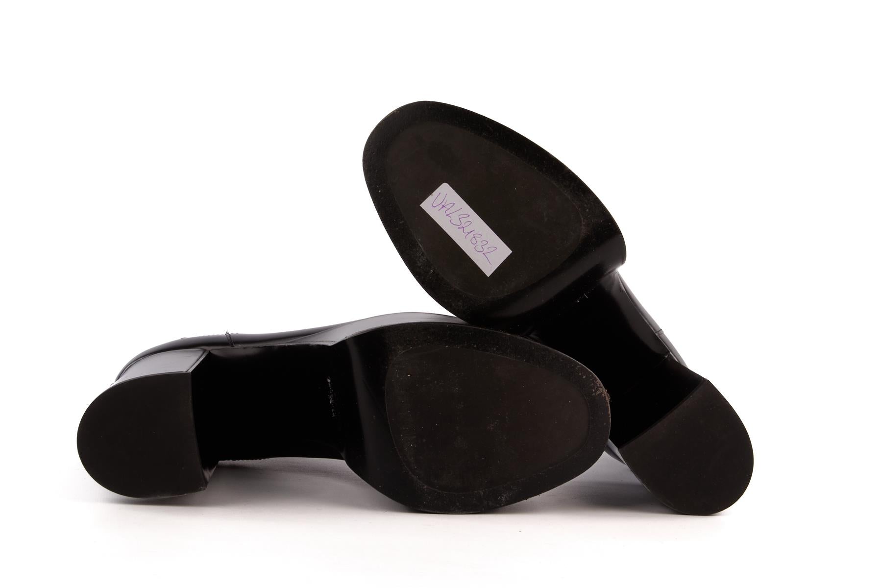 VALENTINO GARAVANI BLACK CLUB LEATHER PLATFORM ANKLE BOOTS EU 39.5 UK 6.5 US 9.5