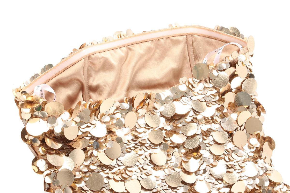 RETROFETE GOLD SEQUIN MINI DRESS XXSMALL