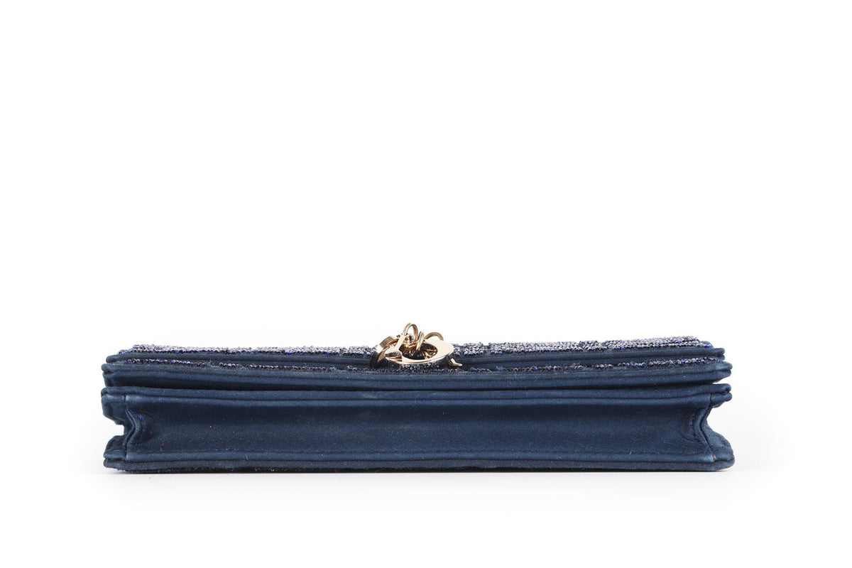 CHRISTIAN DIOR BLUE MY DIOR MINI BEAD AND SATIN CLUTCH