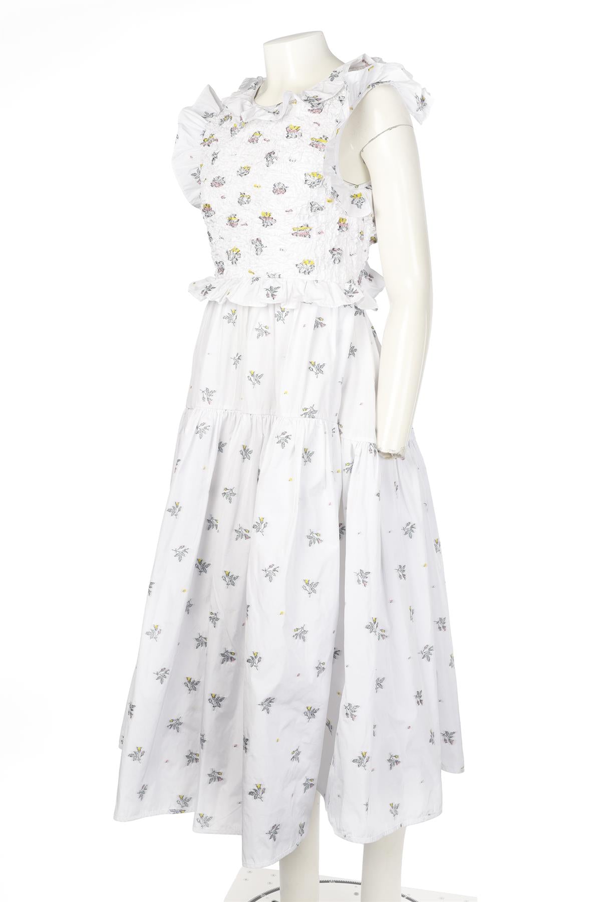 CECILIE BAHNSEN WHITE COTTON MAXI DRESS SMALL