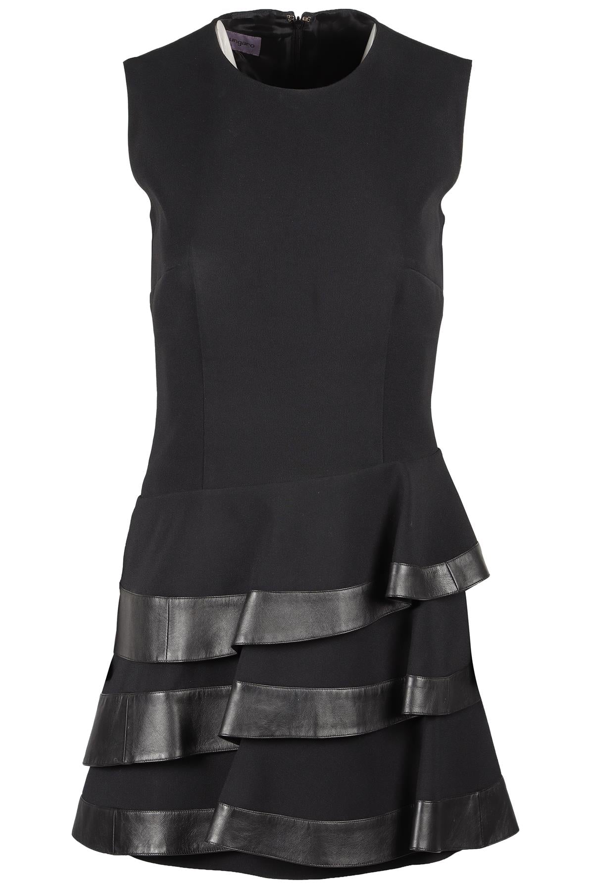 EMANUEL UNGARO BLACK CREPE MINI DRESS FR 36 UK 8