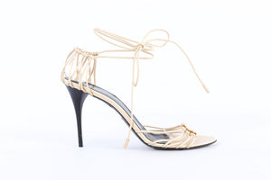 SAINT LAURENT TAUPE BABYLONE LEATHER SANDALS EU 39 UK 6 US 9