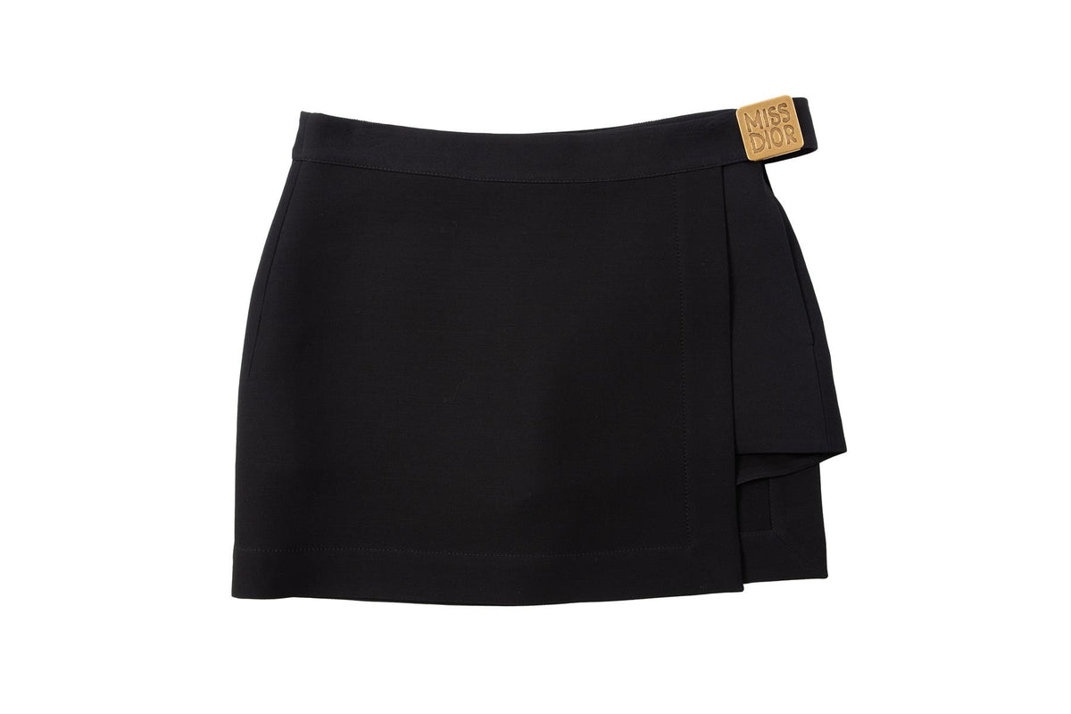 CHRISTIAN DIOR BLACK MISS DIOR WOOL MINI SKORT FR 38 UK 10