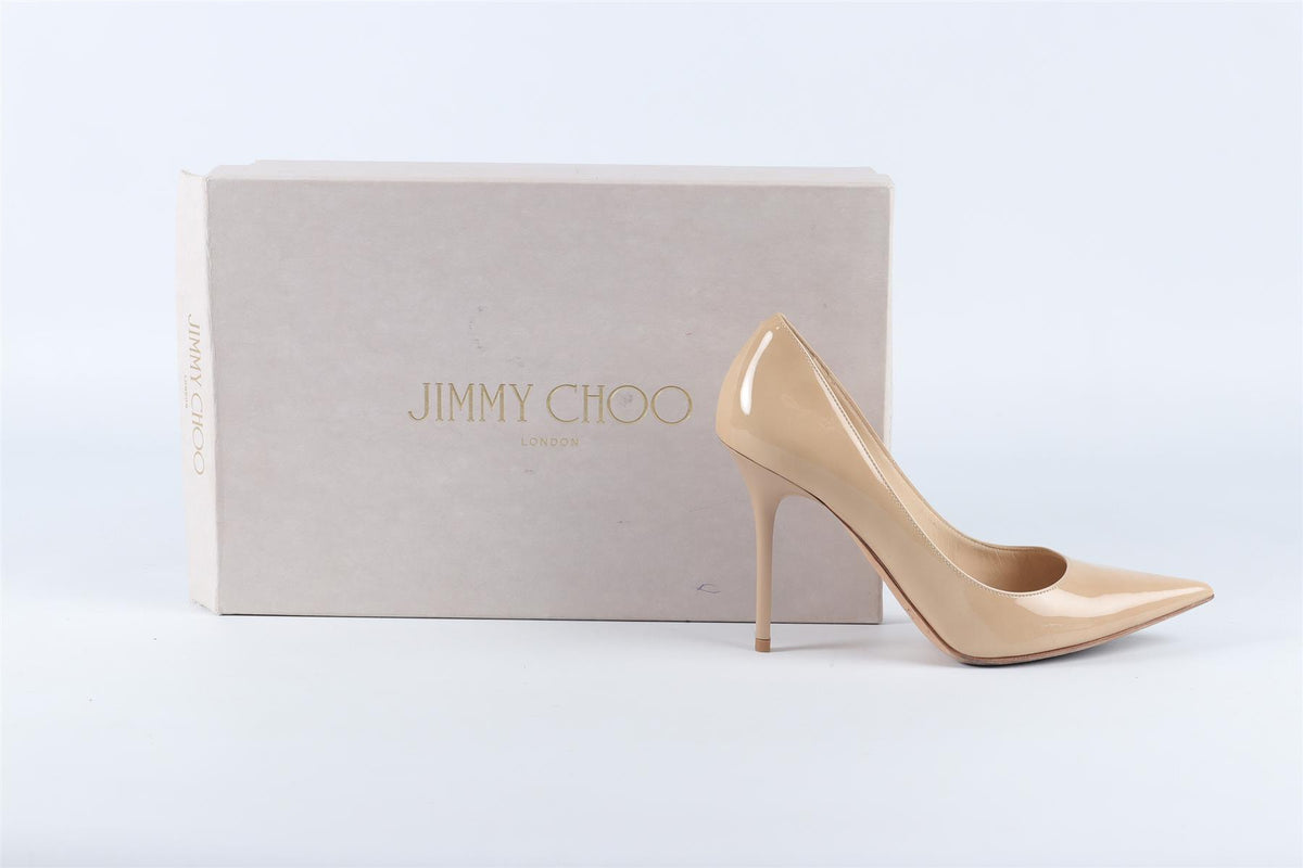 JIMMY CHOO BIEGE PATENT LEATHER PUMPS EU 34.5 UK 1.5 US 4.5