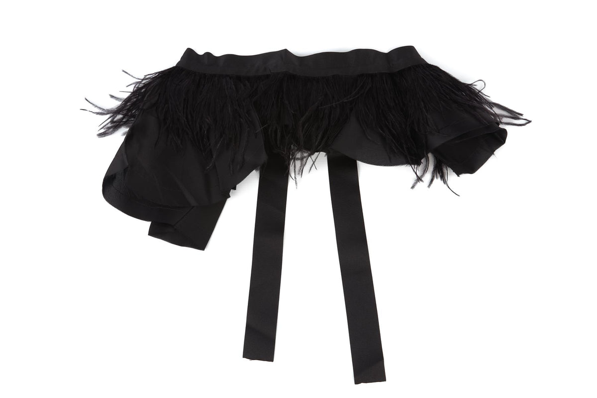 JOHANNA ORTIZ BLACK FEATHER WAIST BELT